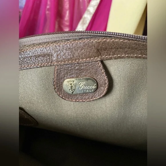 Rare Vintage GUCCI GG Monogram Tote Bag Purse Handbag Carry On Luggage Duffle GG - Picture 8 of 12